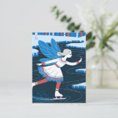 愛らしい氷のスケートで滑る妖精の氷の冬の池 ポストカード (スタンド正面)