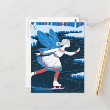 愛らしい氷のスケートで滑る妖精の氷の冬の池