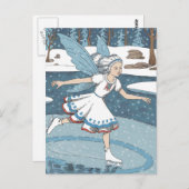 愛らしい氷のスケートで滑る妖精の雪の冬の森 ポストカード (正面/裏面)