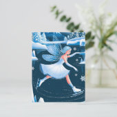 愛らしい氷のスケートで滑る妖精ウィンタースポーツ ポストカード (スタンド正面)