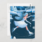愛らしい氷のスケートで滑る妖精ウィンタースポーツ ポストカード (正面/裏面)