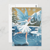 愛らしい氷のスケートで滑る妖精 ポストカード (正面/裏面)