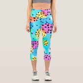 愛らしい泡とドットガーリーブルーピンク黄色 カプリレギンス (正面)