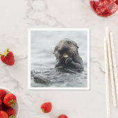 愛らしい海のカワウソ スタンダードカクテルナプキン (インサイチュ)