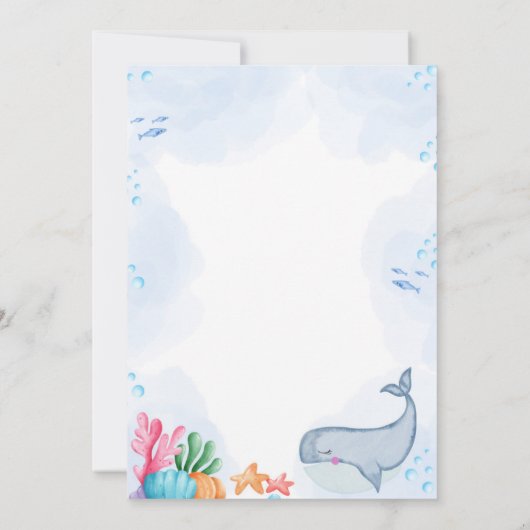 愛らしい海の中の誕生日 招待状 (裏面)