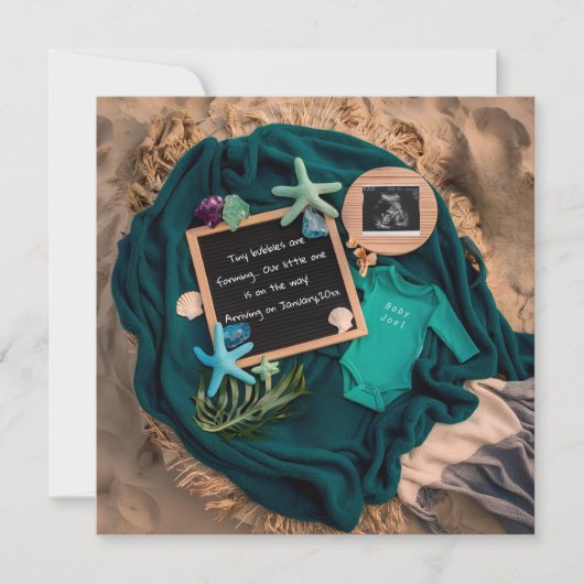愛らしい海テーマ妊娠の発表 シーズンカード (正面)