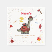 愛らしい消防士ディノの誕生日 スタンダードカクテルナプキン (正面)