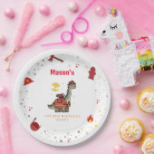 愛らしい消防士ディノの誕生日 ペーパープレート (パーティー)