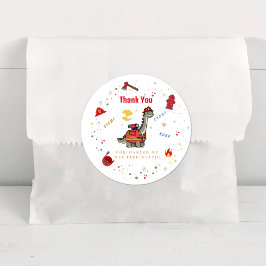 愛らしい消防士ディノの誕生日 ラウンドシール