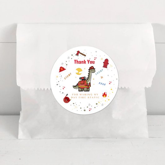 愛らしい消防士ディノの誕生日 ラウンドシール