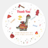 愛らしい消防士ディノの誕生日 ラウンドシール (正面)