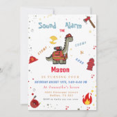 愛らしい消防士ディノの誕生日 招待状 (正面)