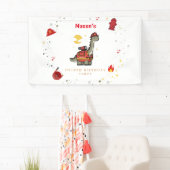 愛らしい消防士ディノの誕生日 横断幕 (インサイチュ)