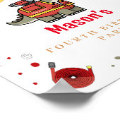 愛らしい消防士ディノ誕生日ウェルカムサイン ポスター (角)