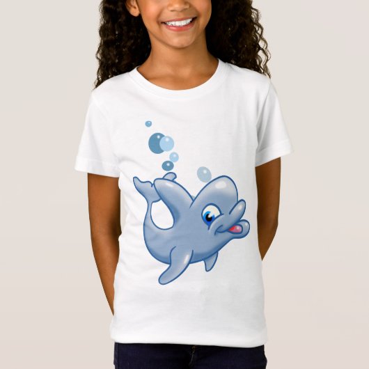愛らしい漫画のイルカ Tシャツ (正面)