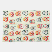 愛らしい漫画のウィンキングフクロウのパターン キッチンタオル (横)