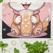 愛らしい漫画のコーギパピー キッチンタオル (折り畳み)