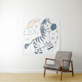 愛らしい漫画のシマウマと虹と星 |  タペストリー (インサイチュ)