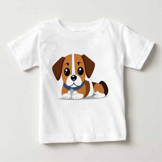 愛らしい漫画のビーグルの子犬の横たわら ベビーTシャツ (正面)