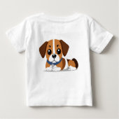 愛らしい漫画のビーグルの子犬の横たわら ベビーTシャツ (裏面)