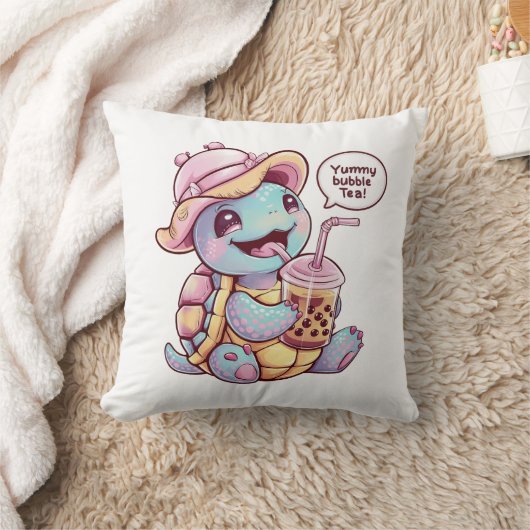 愛らしい漫画の亀:居心地の良い、かわいいVibes クッション (ブランケット)