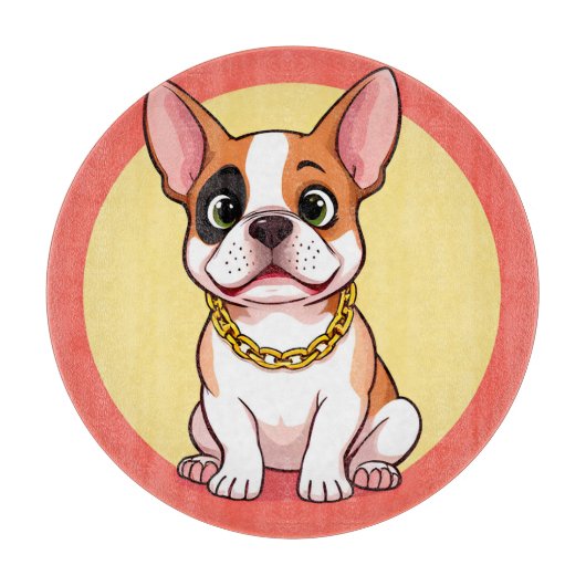 愛らしい漫画の子犬 カッティングボード (正面)