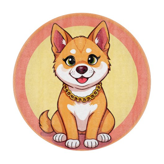 愛らしい漫画の子犬 カッティングボード (正面)