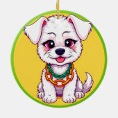 愛らしい漫画の子犬 セラミックオーナメント (裏面)