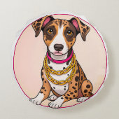 愛らしい漫画の子犬 ラウンドクッション (裏面)