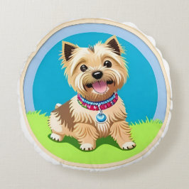 愛らしい漫画の子犬 ラウンドクッション