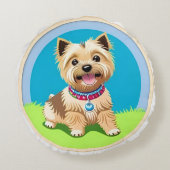 愛らしい漫画の子犬 ラウンドクッション (裏面)