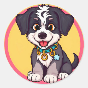 愛らしい漫画の子犬 ラウンドシール