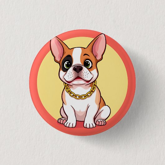 愛らしい漫画の子犬 缶バッジ (正面)