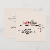 愛らしい漫画の恋人たち枝の上でバレンタインデー シーズンカード (正面/裏面)