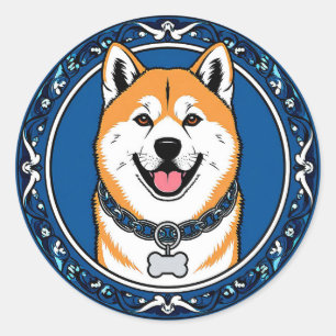 愛らしい漫画の犬のイラストレーション ラウンドシール