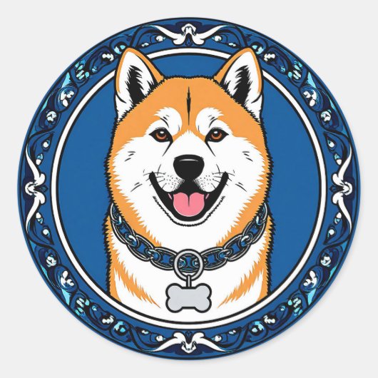 愛らしい漫画の犬のイラストレーション ラウンドシール (正面)