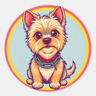 愛らしい漫画の犬のイラストレーション ラウンドシール