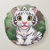 愛らしい漫画の白い虎の子 ラウンドクッション (裏面)