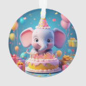 愛らしい漫画の象祝の誕生日 オーナメント (裏面)