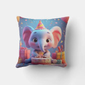 愛らしい漫画の象祝の誕生日 クッション (裏面)