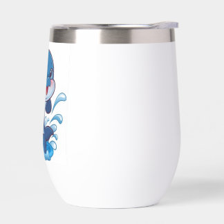 「愛らしい漫画イルカが喜びでこぼれ続ける」