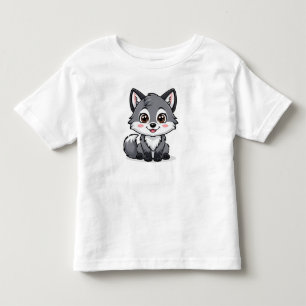 愛らしい漫画グレーウルフキャラクター トドラーTシャツ