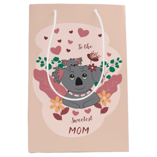 愛らしい漫画コアラ抱き枕 ミディアムペーパーバッグ (正面)