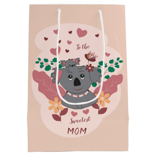 愛らしい漫画コアラ抱き枕 ミディアムペーパーバッグ (裏面)