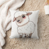 愛らしい漫画スタイルの羊 クッション (ブランケット)