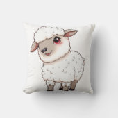 愛らしい漫画スタイルの羊 クッション (正面)