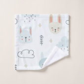 愛らしい漫画パステル柄の子供は白い青 バスタオルセット (ウォッシュタオル)