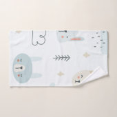 愛らしい漫画パステル柄の子供は白い青 バスタオルセット (ハンドタオル)