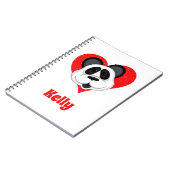 愛らしい漫画パンダのクマonラブハート ノートブック (左側)