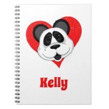 愛らしい漫画パンダのクマonラブハート